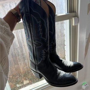 Rios of Mercedes Black and Blue Heeled Boots